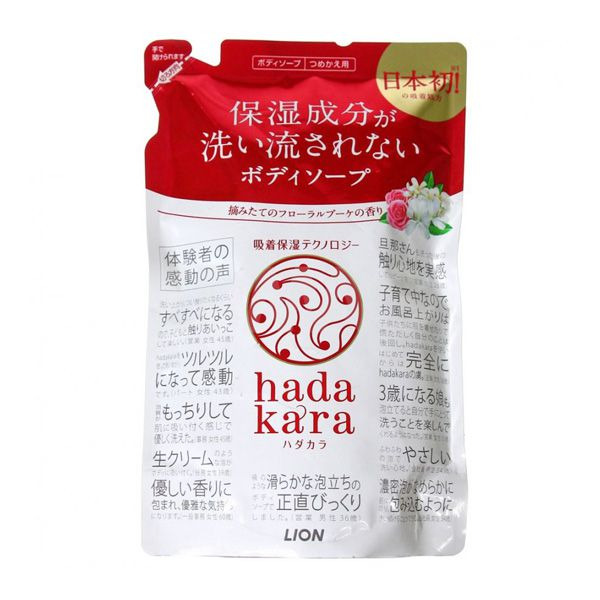 Увлажняющее жидкое мыло (гель) для тела с ароматом изысканного цветочного букета Hadakara, LION 360 мл. (запасной блок)