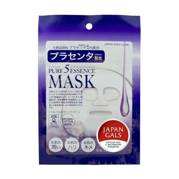 Маска с плацентой Pure5 Essential, Japan Gals 1 шт