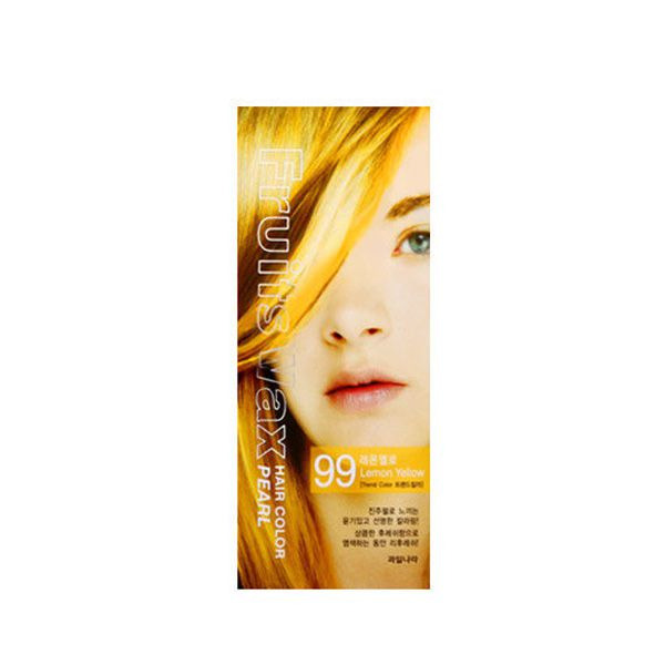 Краска для волос на фруктовой основе Fruits Wax Pearl Hair Color, оттенок 99 Lemon Yellow, WELCOS   60 мл/60 г