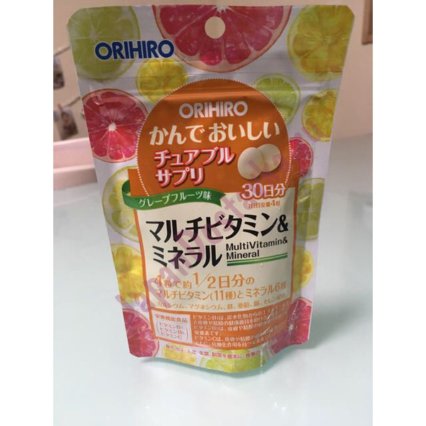 Японский БАД Мультивитамины и минералы со вкусом тропических фруктов, Orihiro (120 таблеток x 500 мг)