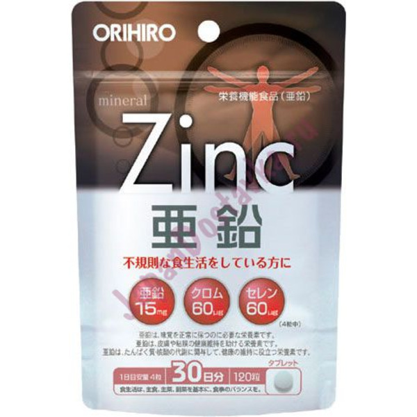 Японский БАД Цинк и селен с хромом, Orihiro (120 таблеток х 250 мг)