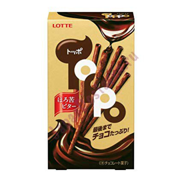 Палочки бисквитные с шоколадной начинкой Toppo, LOTTE  (темный шоколад) 36 г