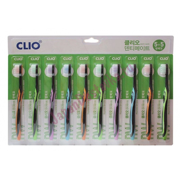 Набор зубных щеток с щетиной средней жесткости Denti-Mate 5+5 Normal, CLIO 10 шт.