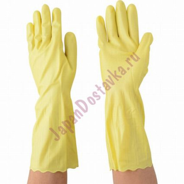Тонкие длинные виниловые перчатки с фиксацией на кончиках пальцев (желтые, размер M), ST 1 пара