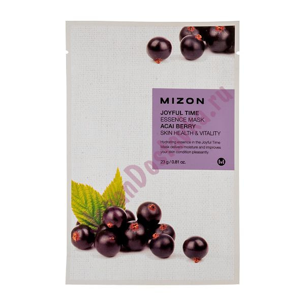 Тканевая маска для лица с экстрактом ягод асаи Joyful Time Essence Mask Acai Berry, MIZON   23 мл
