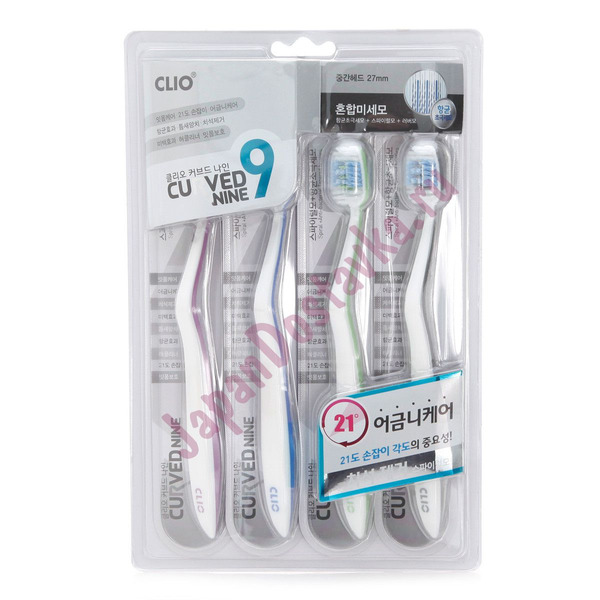 Набор зубных щеток Curved Nine Toothbrush, CLIO   4 шт