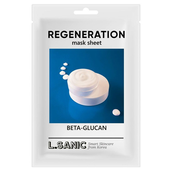 Восстанавливающая тканевая маска с бета-глюканом Regeneration Beta-Glucan Mask Sheet, L.SANIC 25 мл