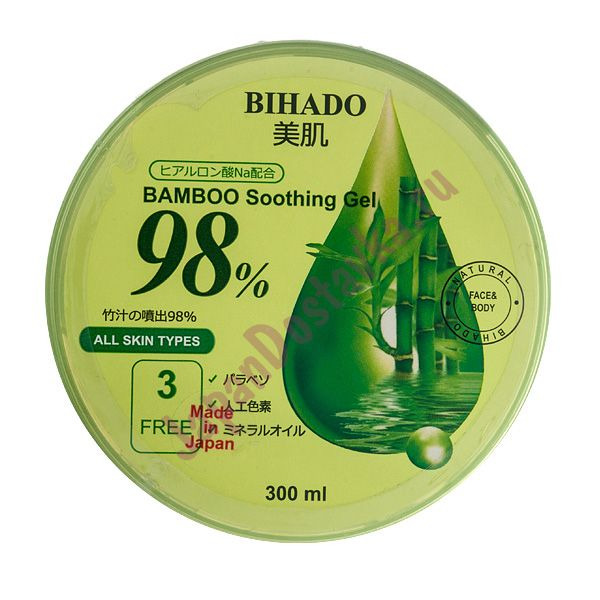 Увлажняющий гель для лица и тела, с экстрактом бамбука 98% Bamboo Soothing Gel, BIHADO 300 г