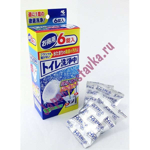 Таблетки для дезинфекции, удаления загрязнений и запаха в сливном отверстии унитаза KOBAYASHI 6 шт.