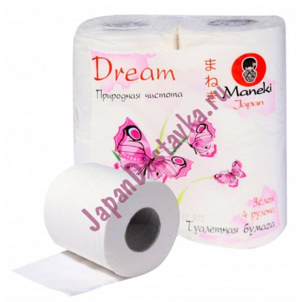 Трехслойная ароматизированная туалетная бумага Maneki Dream, MANEKI (4 рулона по 23 м)