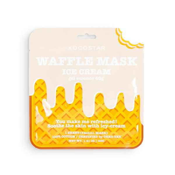 Освежающая и смягчающая вафельная маска для лица Сливочное мороженое Waffle Mask Ice Cream, Kocostar 40 г