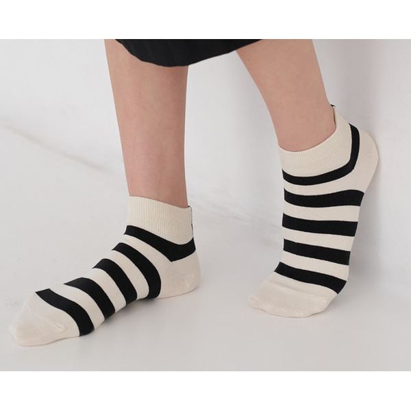 Носки женские короткие, белые в полоску, размер 35-39, (W-S-054-01)ADULTS, A TYPE, GGRN 